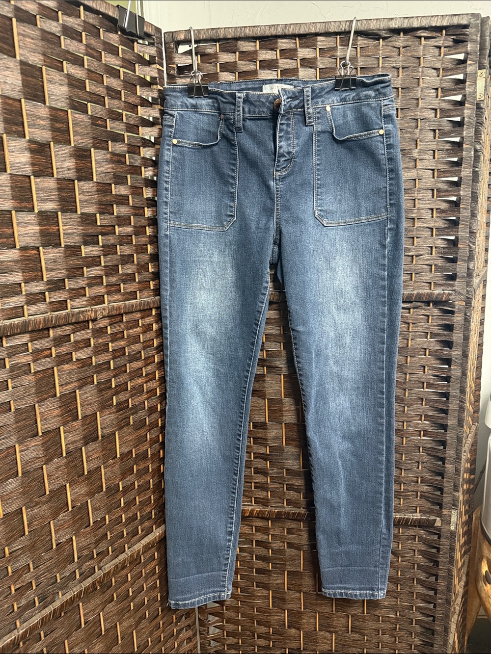 love, Fire Dark Wash Skinny Jeans with Front Patch Pockets #119